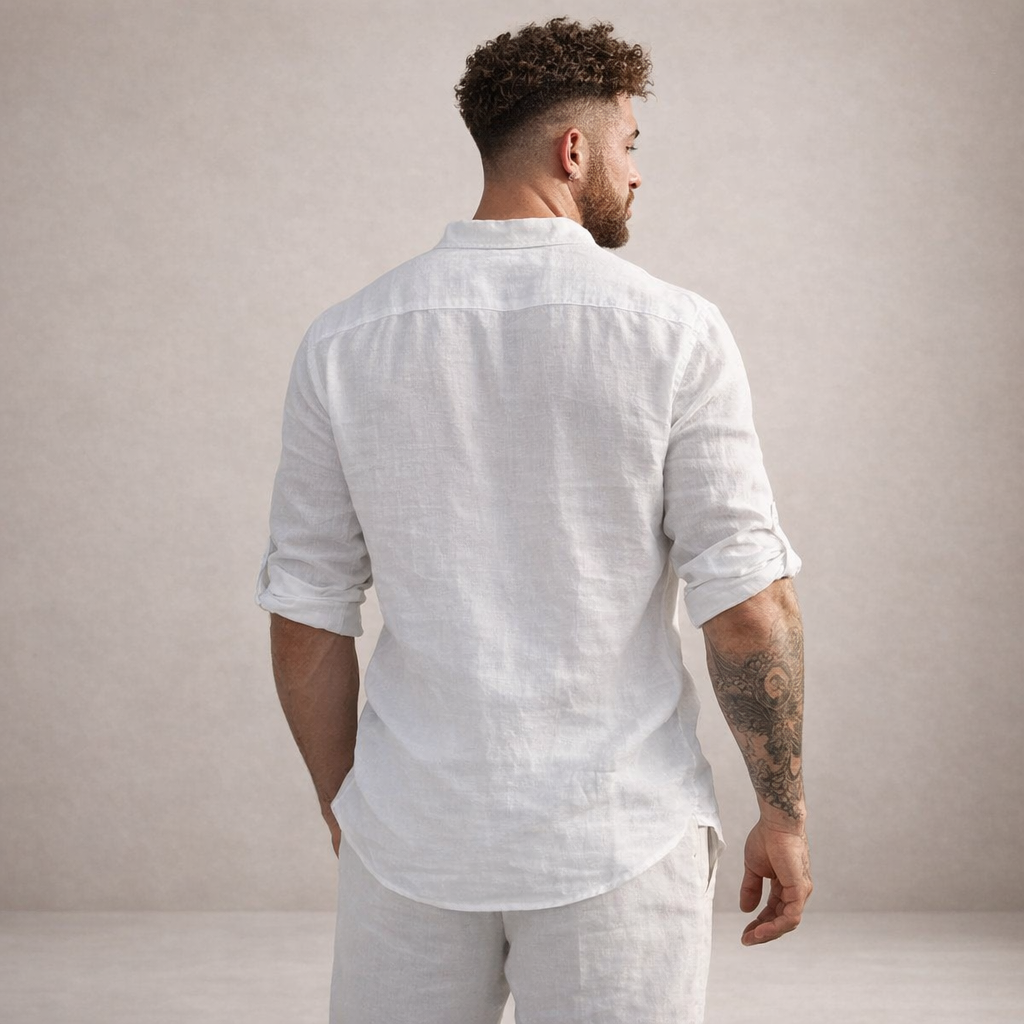 Men's Stand Collar Linen Style Shirt