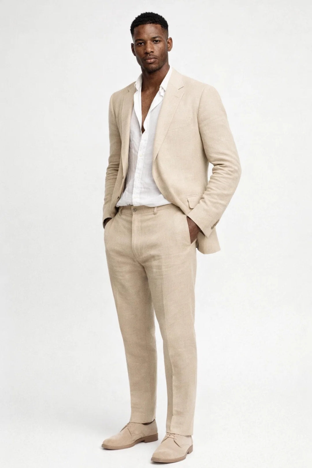 Men's Two-Piece Regular Fit Set | Crew Neck Jacket & Matching Trousers