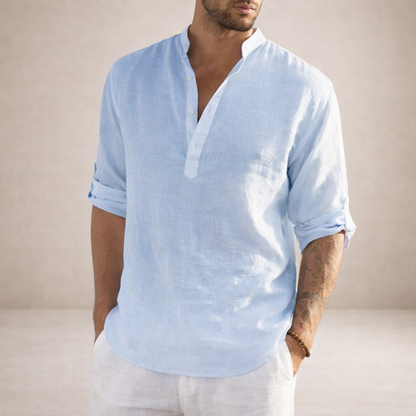 Men's Stand Collar Linen Style Shirt