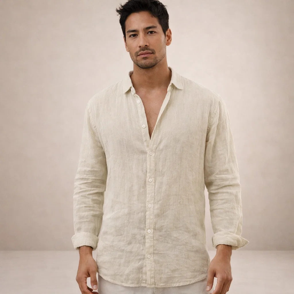 Men's Long Sleeve Linen Style Shirt