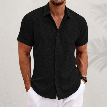 Men's Short Sleeve Summer Shirt | Linen-Style Lightweight Beach Top