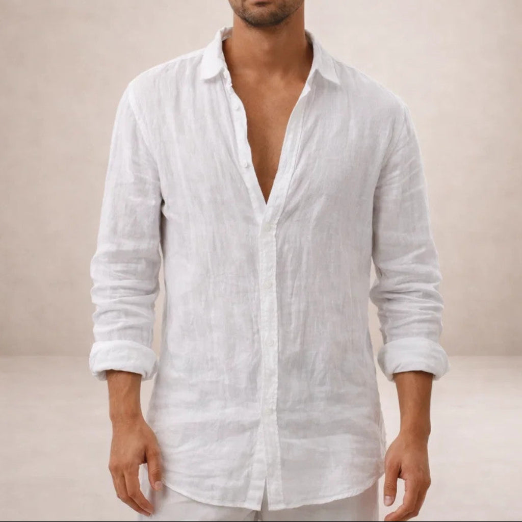 Men's Long Sleeve Linen Style Shirt