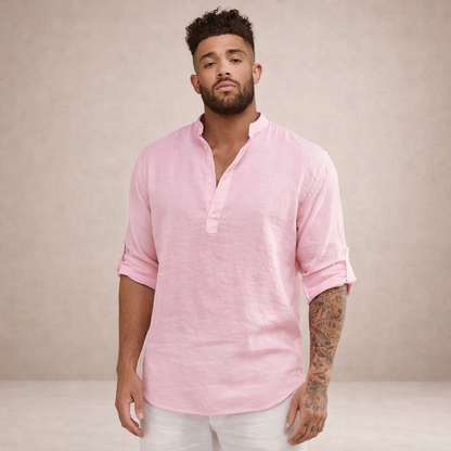 Men's Stand Collar Linen Style Shirt