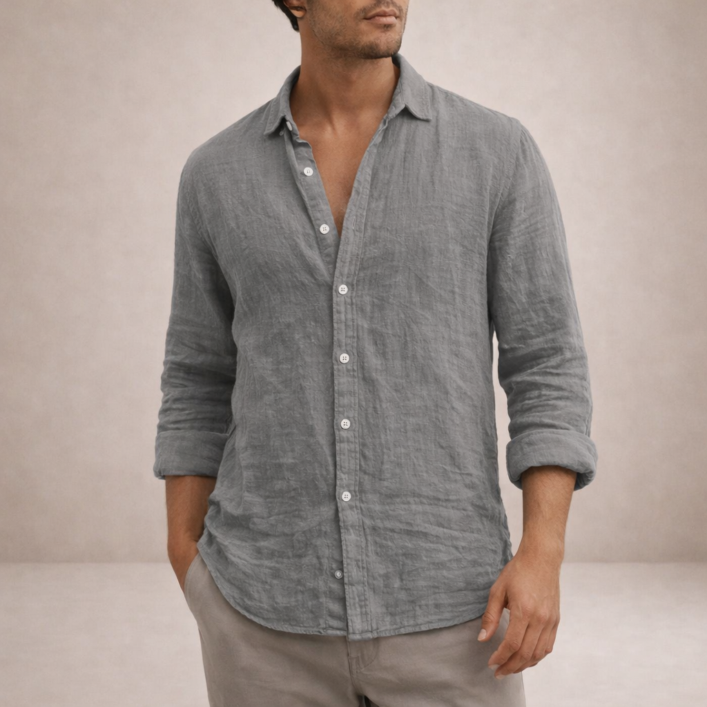 Men's Long Sleeve Linen Style Shirt