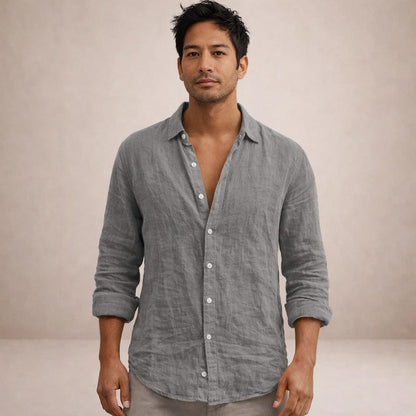 Men's Long Sleeve Linen Style Shirt