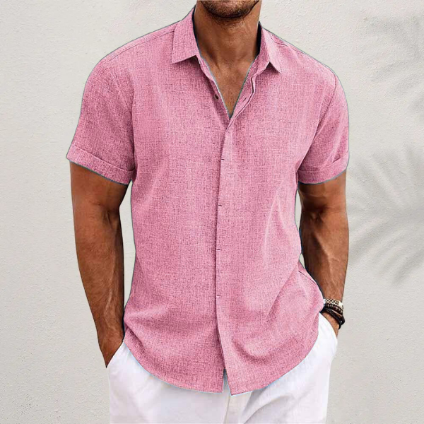 Men's Short Sleeve Summer Shirt | Linen-Style Lightweight Beach Top