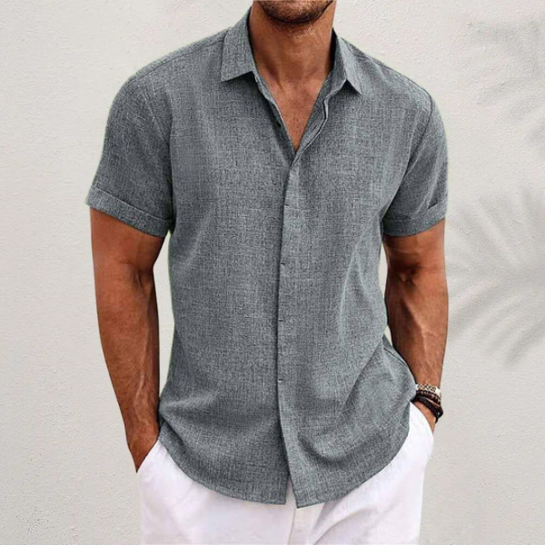 Men's Short Sleeve Summer Shirt | Linen-Style Lightweight Beach Top