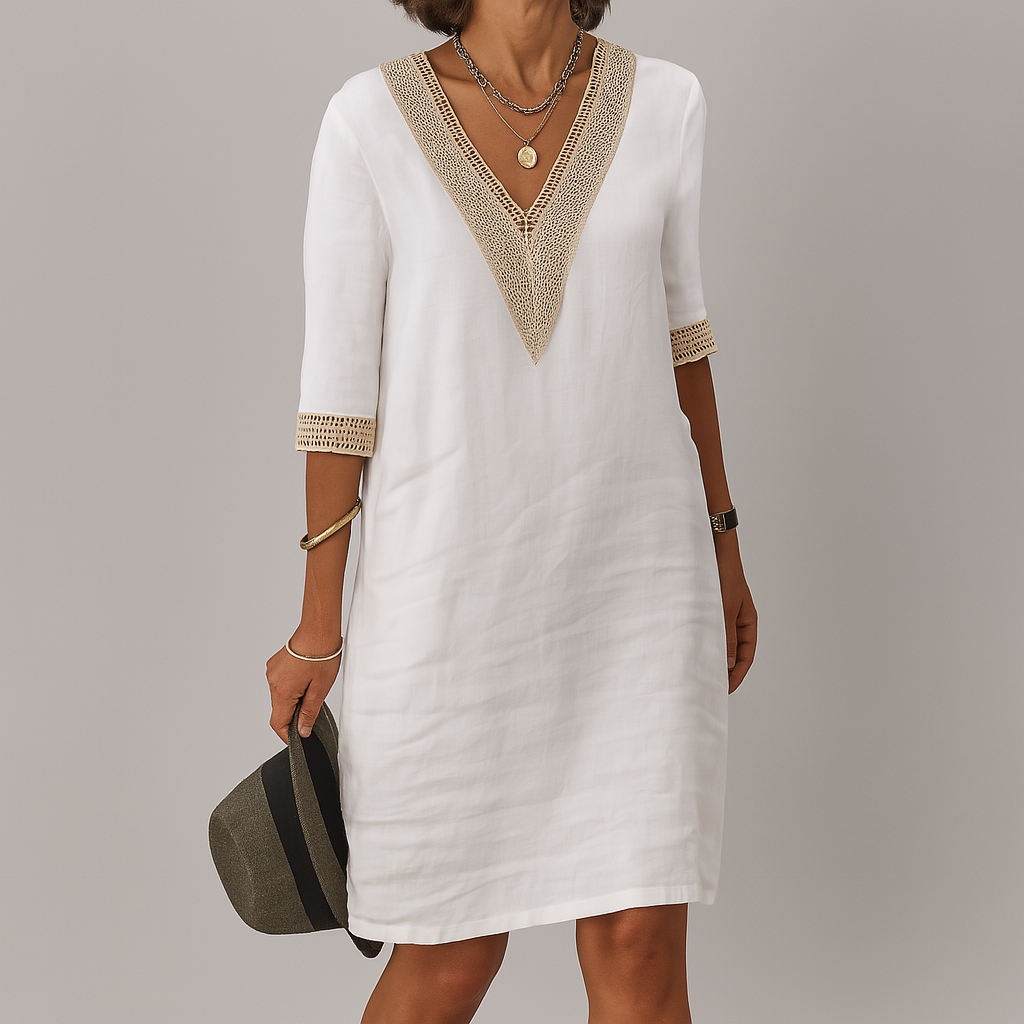 Women's Linen Style Summer Dress | Relaxed Midi Fit