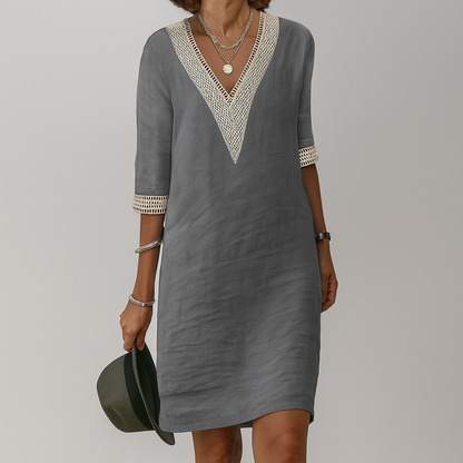 Women's Linen Style Summer Dress | Relaxed Midi Fit