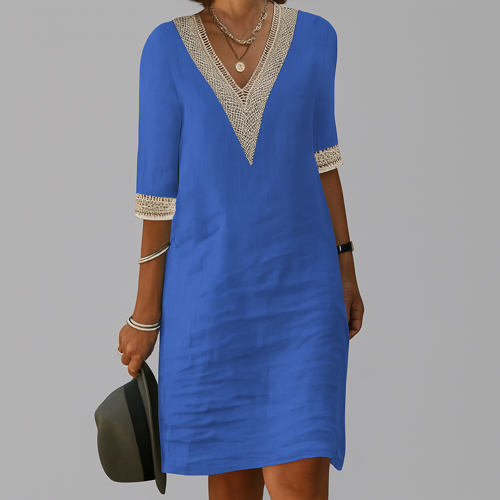 Women's Linen Style Summer Dress | Relaxed Midi Fit