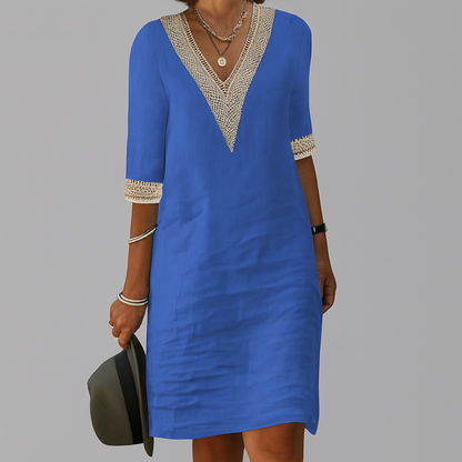 Women's Linen Style Summer Dress | Relaxed Midi Fit