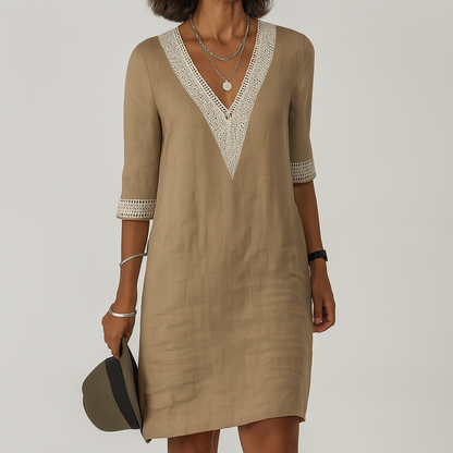 Women's Linen Style Summer Dress | Relaxed Midi Fit