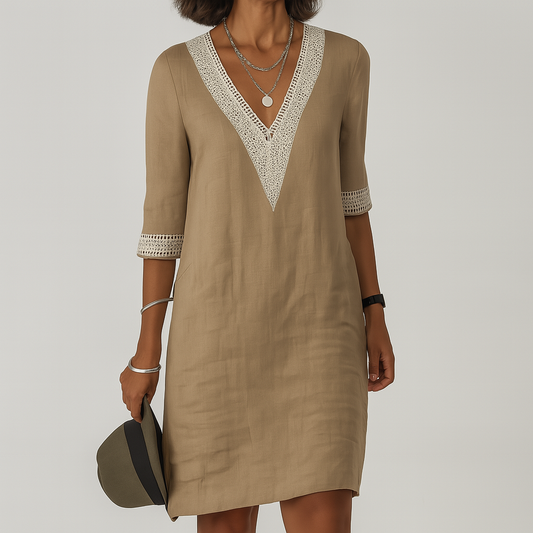 Women's Linen Style Summer Dress | Relaxed Midi Fit