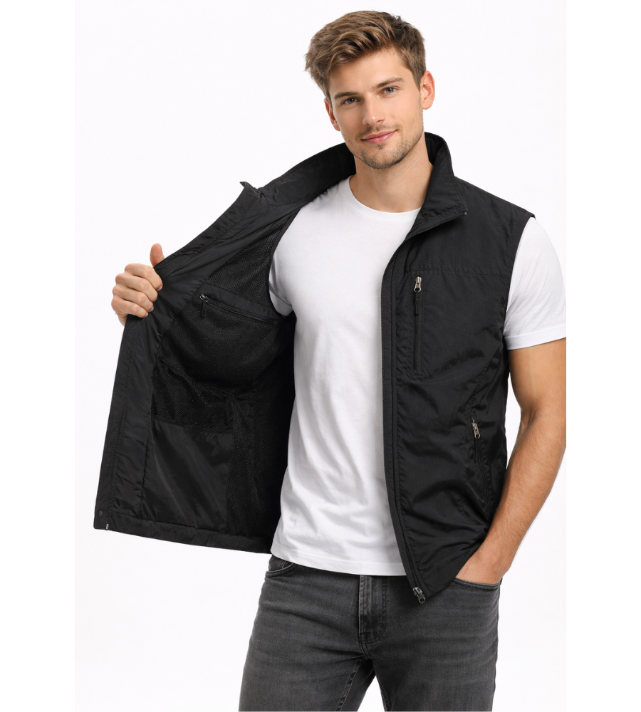Men's Zip-Up Outdoor Gilet | Stand Collar Lightweight Bodywarmer