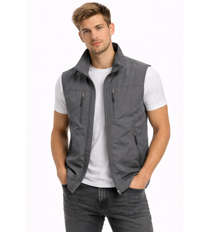 Men's Zip-Up Outdoor Gilet | Stand Collar Lightweight Bodywarmer