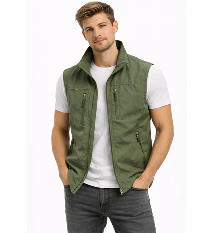 Men's Zip-Up Outdoor Gilet | Stand Collar Lightweight Bodywarmer