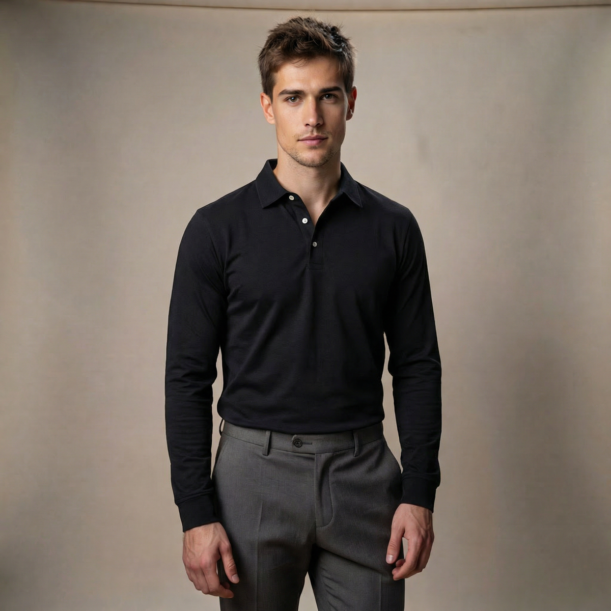 Men's Modern Long Sleeve Polo Shirt