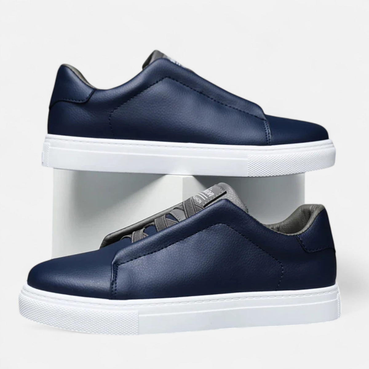 Men's Slip-On Leather Style Sneakers | Laceless Casual Shoes