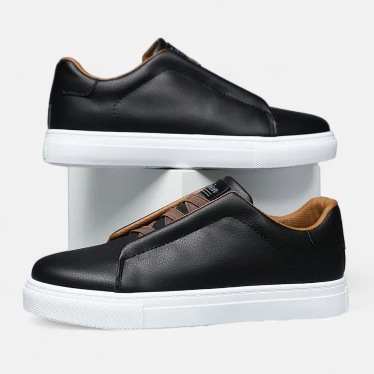 Men's Slip-On Leather Style Sneakers | Laceless Casual Shoes