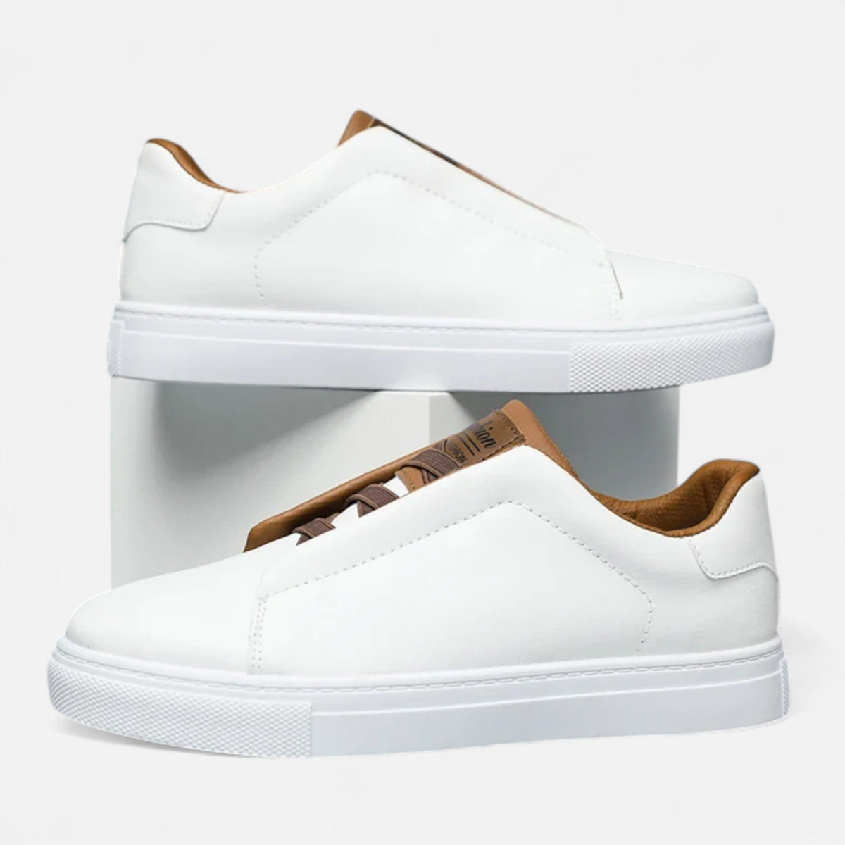 Men's Slip-On Leather Style Sneakers | Laceless Casual Shoes