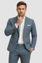 Men's Slim Fit Two-Piece Suit Set | Linen-Style Blazer & Trousers