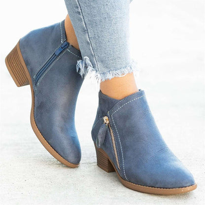 Women's Ergonomic Ankle Boots | Zipper Leather Style