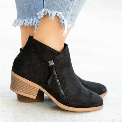 Women's Ergonomic Ankle Boots | Zipper Leather Style