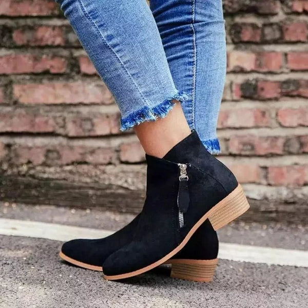 Women's Ergonomic Ankle Boots | Zipper Leather Style