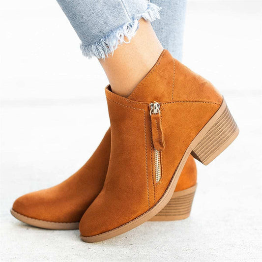 Women's Ergonomic Ankle Boots | Zipper Leather Style