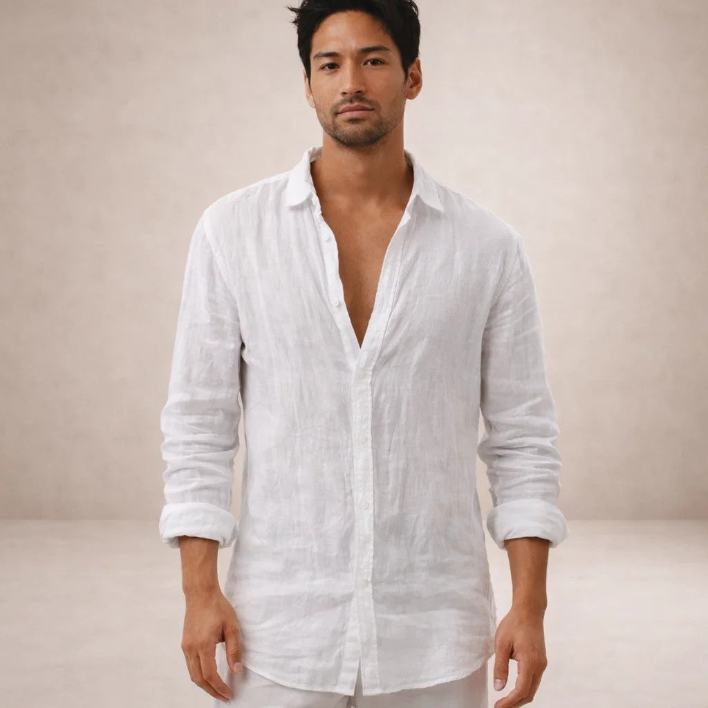 Men's Long Sleeve Linen Style Shirt