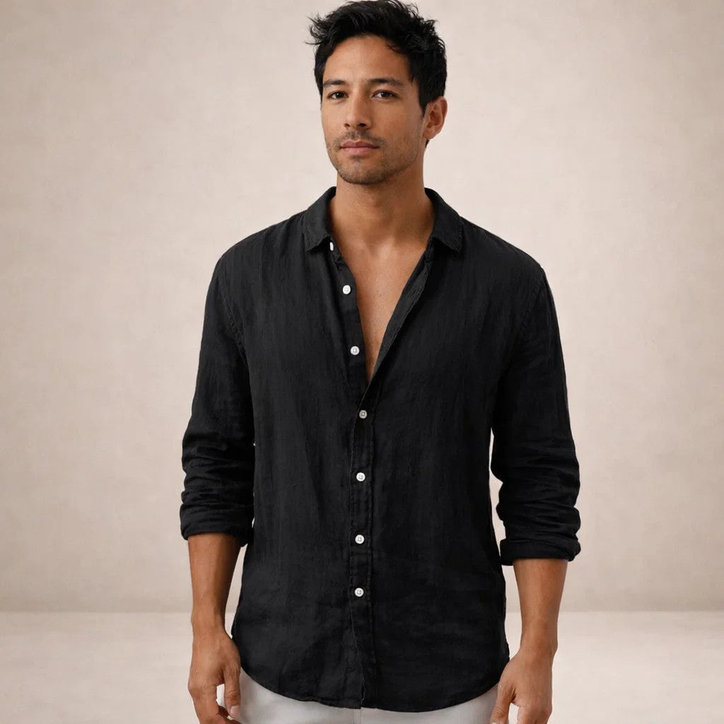 Men's Long Sleeve Linen Style Shirt
